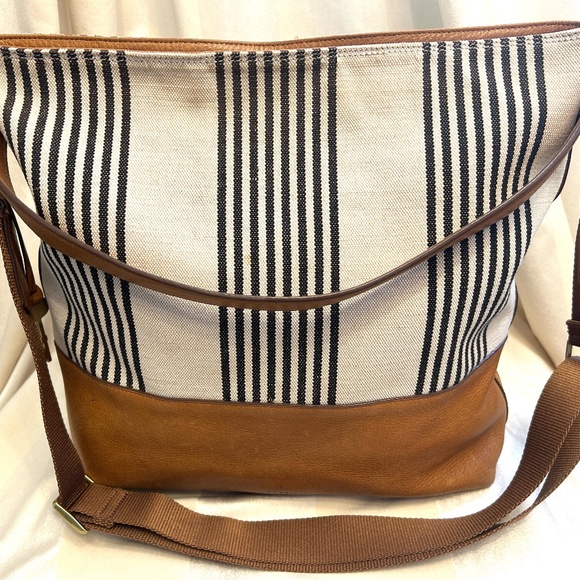 😍🌻 Fossil Maya Tote Shoulder Bag Leather and Canvas - Picture 7 of 14